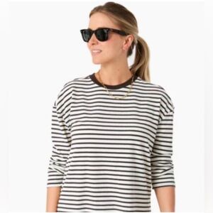 Tuckernuck Pomander Place Striped Navy and Cream Long Sleeve Knit Popover S